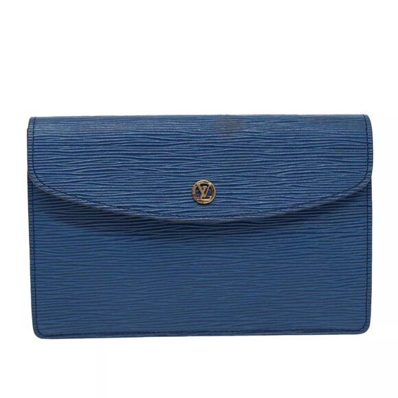 LOUIS VUITTON Epi Montaigne 23 Clutch Bag Blue - Picture 2 of 16